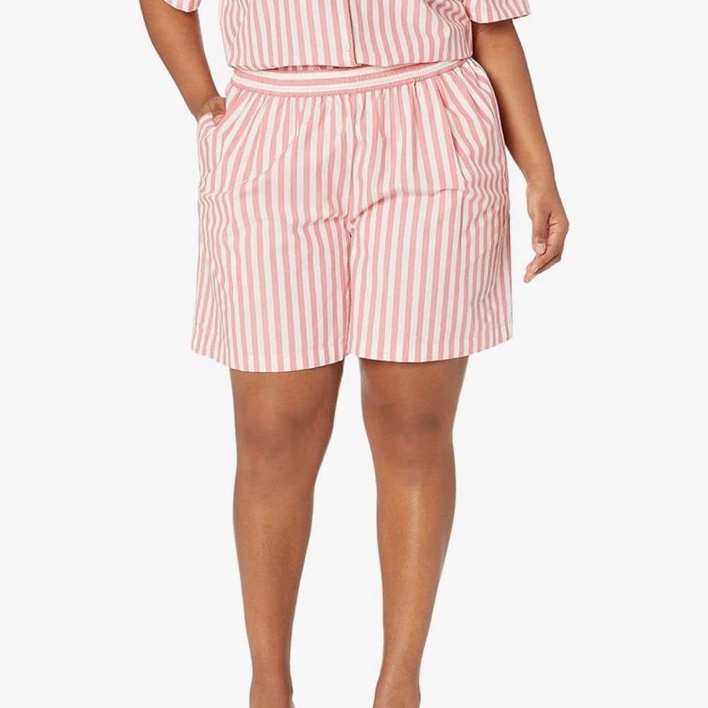 High-Waist Pink Stripe Women’s Shorts